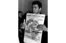 Le boxer Mohamed Ali (Cassius Clay) lors de la conf&eacute;rence de presse &agrave; Orly  avant le match contre George Foreman, le 10 septembre 1974