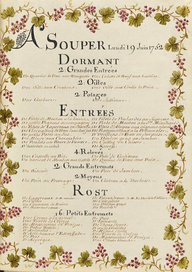 " Voyages du roi au château de Choisy " en 1752 : souper du lundi 19 juin 1752 Brain de Sainte-Marie