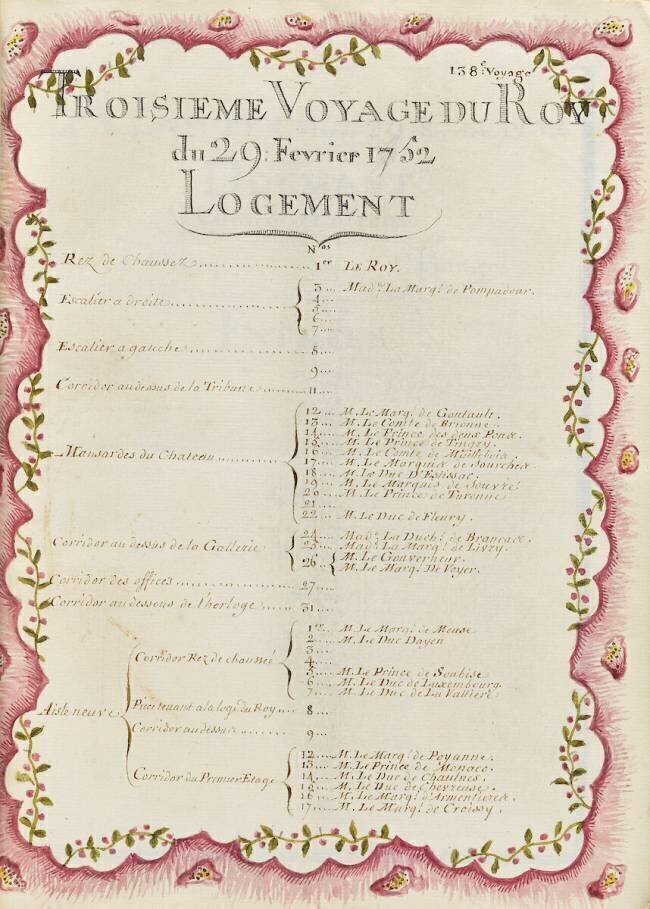 " Voyages du roi au château de Choisy " en 1752 : 29 février 1752: logement Brain de Sainte-Marie