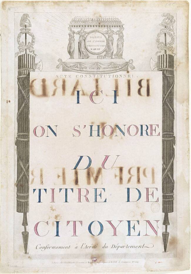 Affiche : "Ici on s'honore du titre de citoyen". anonyme