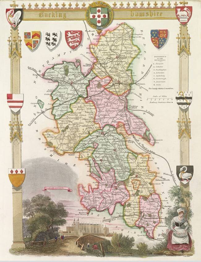 Buckinghamshire with illustrations of Eton College Chapel Ecole anglaise