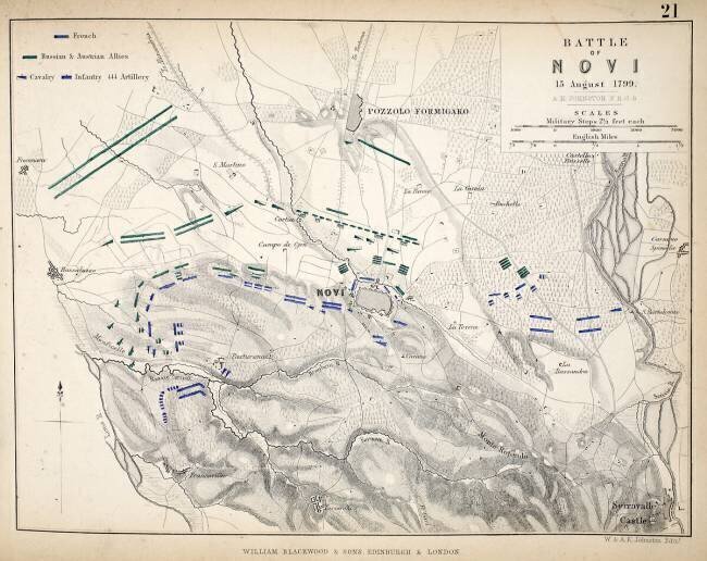 Carte de la bataille de Novi Alexander Keith Johnston