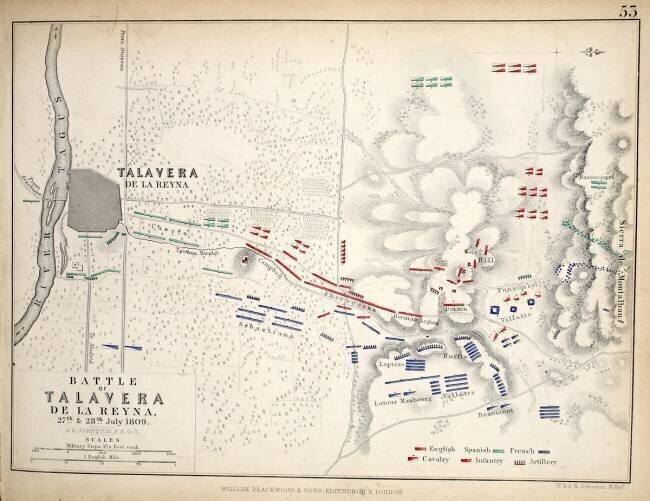 Carte de la bataille de Talavera Alexander Keith Johnston