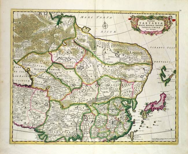 Carte de la Mongolie montrant une partie de la Russie Frederik de Wit