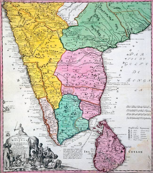 Carte de la péninsule indienne Homann Heirs Company