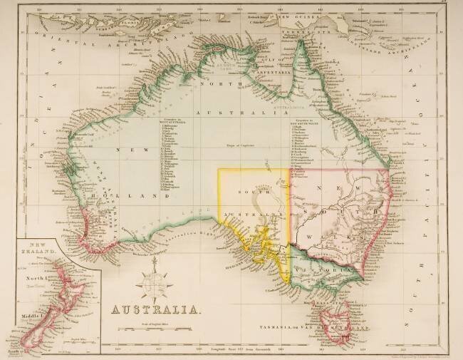Carte de l'Australie et de la Nouvelle-Zélande J. Archer
