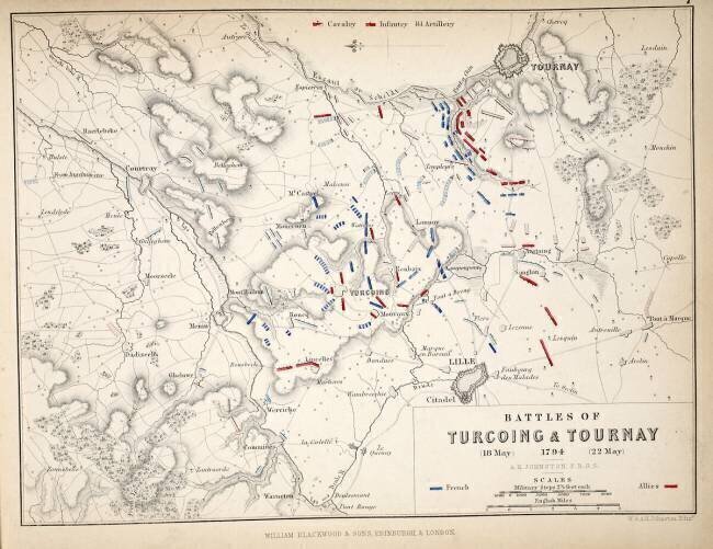 Carte des batailles de Turcoing & Tournay Alexander Keith Johnston