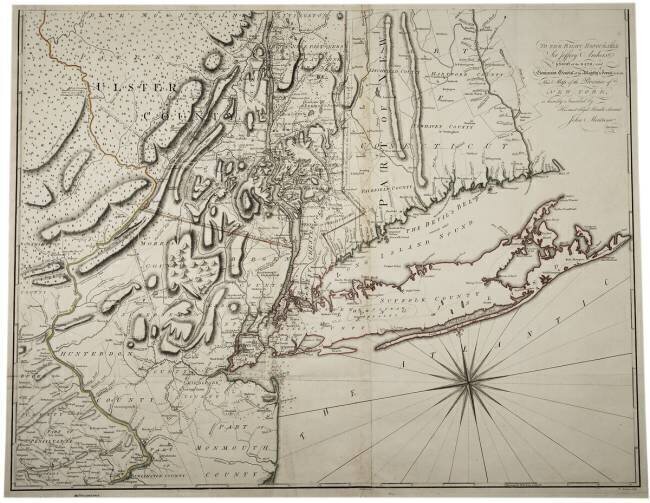 Carte du bas de l'État de New York et des environs John Montresor
