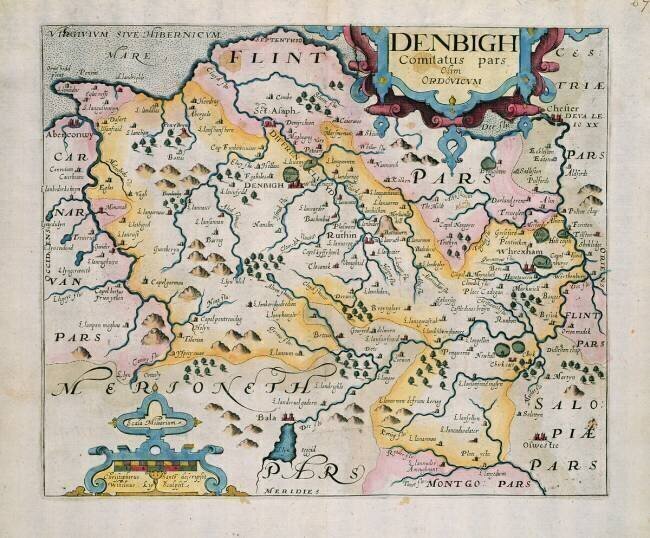 Carte du Denbigh et du Flint Christopher Saxton