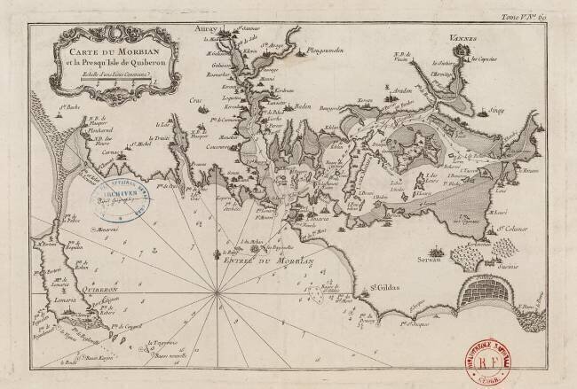 Carte du Morbihan et la presqu'ile de Quiberon Jacques-Nicolas Bellin
