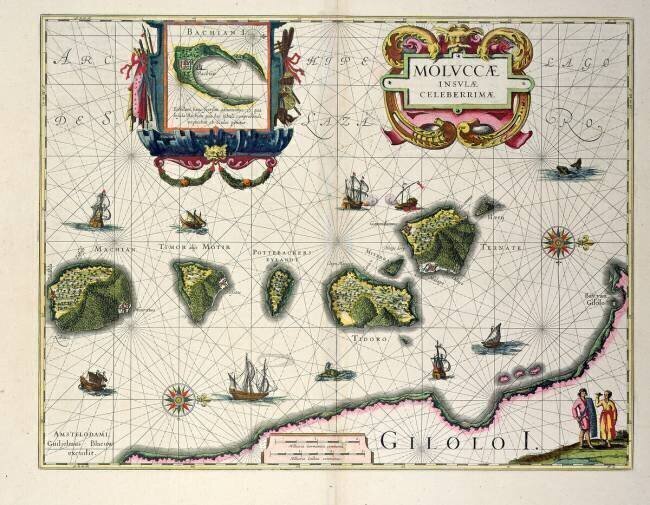 Carte montrant les îles Moluques au large d'Halmahera Joannes Jansson