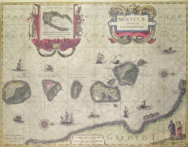 Carte montrant les îles Moluques au large d'Halmahera Joannes Jansson