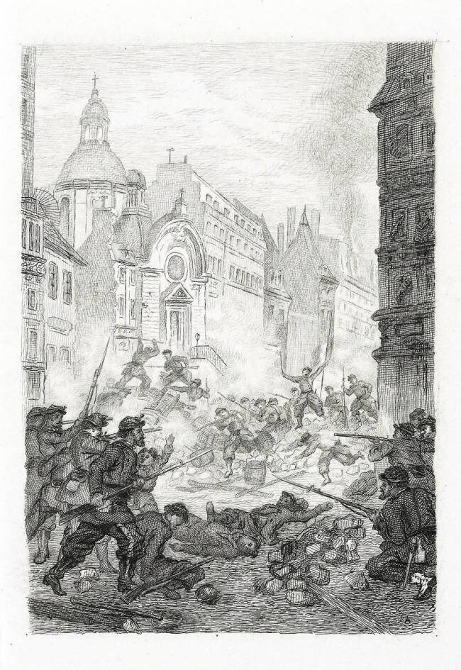 Combat rue Saint Antoine d'après Félix Philippoteaux Alphonse-Alexandre Leroy
