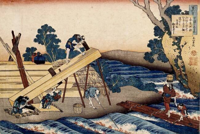 Construction d'un pont Hokusai