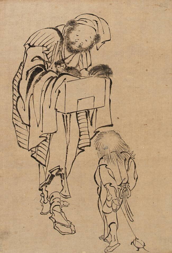 Homme et garçon Hokusai