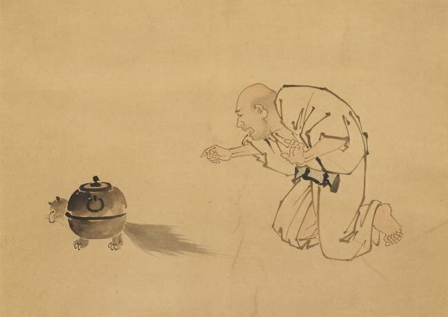Illustration pour "Bouilloire pour Tanuki" Hokusai