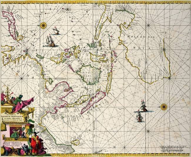 Indes orientales: Carte maritime et côtière s'étendant du sud de l'Inde au Japon en passant par l'archipel des Indes orientales Frederik de Wit