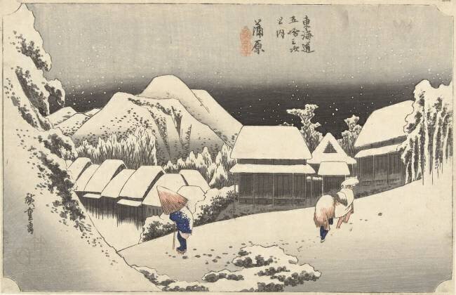 Kanbara, neige du soir Hiroshige