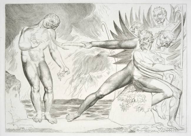 Le cercle des officiels corrompus: les démons tourmentant Ciampolo Inferno William Blake