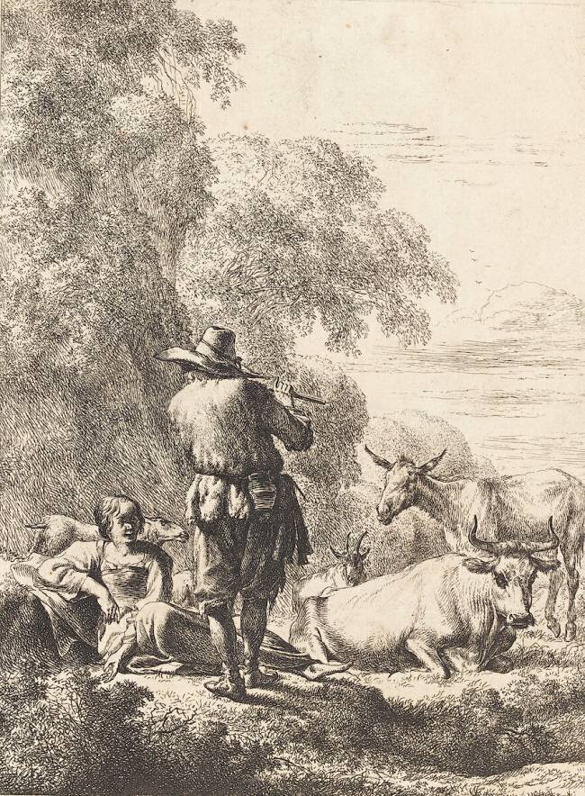 Le pâtre jouant du flageolet Nicolaes Berchem