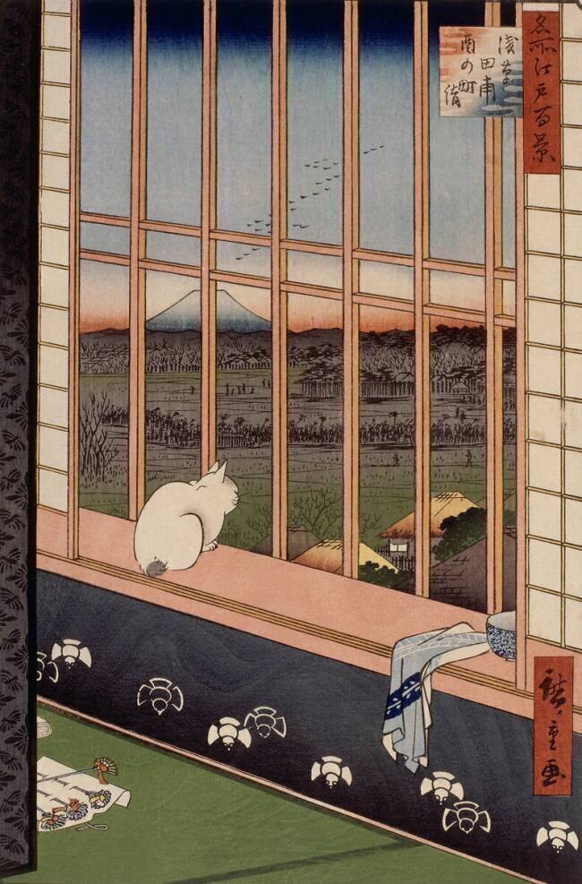 Le sanctuaire de Yushima Tenjin depuis le sommet de la colline Hiroshige