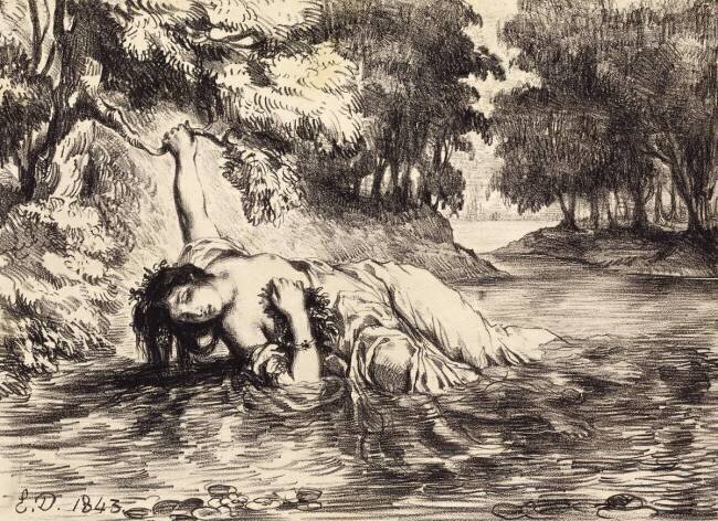 Le suicide d'Ophélie Eugène Delacroix