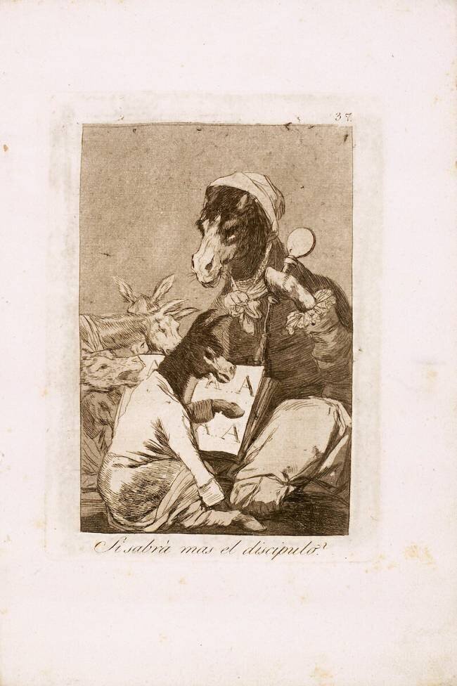 Les Caprices de Goya. Planche 37 : "Si sabra mas el discipulo" Francisco de Goya