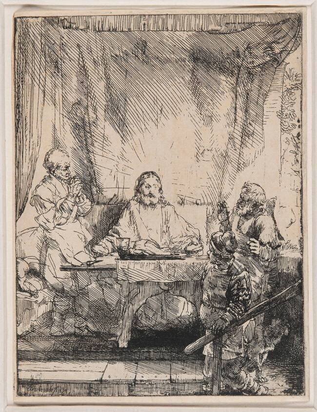 Les pèlerins d'Emmaüs ; 1er état Rembrandt