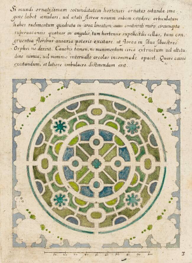 Modèle de parterre de jardin circulaire anonyme