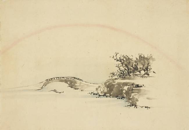 Paysage avec arc-en-ciel Hokusai