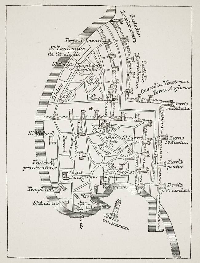 Plan d'Acre au XIIIe siècle Ecole anglaise