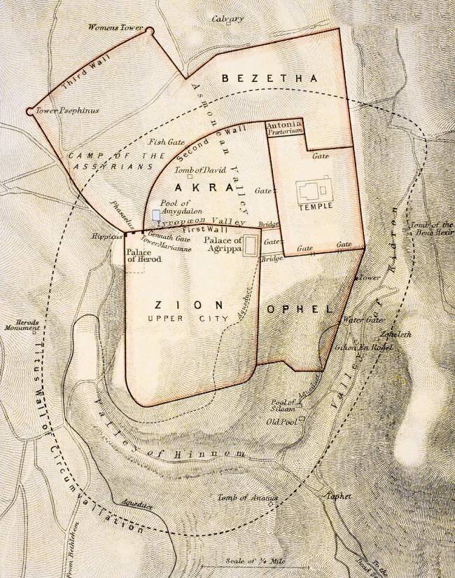 Plan de la ville de l'ancienne Jérusalem Ecole anglaise