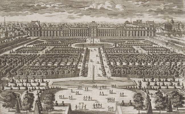 Planche 70 : vue perspective du château des Tuileries prise depuis les jardins Antoine Aveline