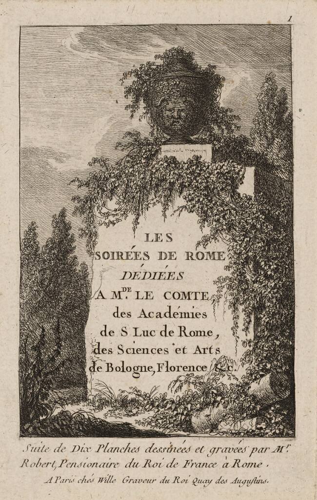 Plaque 1 des Soirées à Rome Hubert Robert