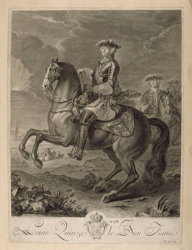 Portrait équestre de Louis XV, roi de France et de Navarre Johan Georg Wille