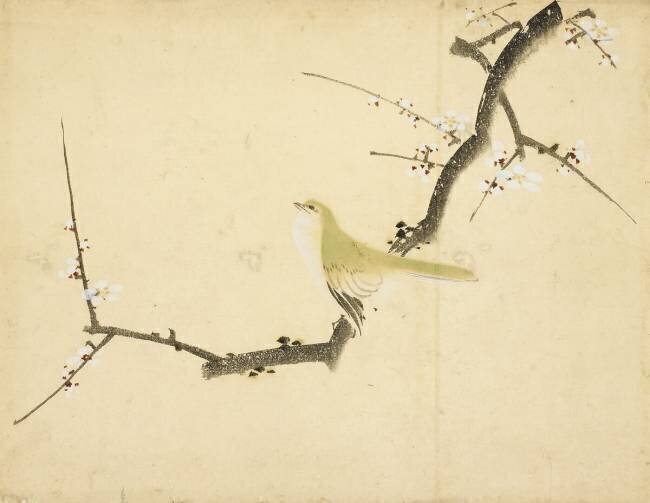 Rossignol sur une branche de prunier Hokusai