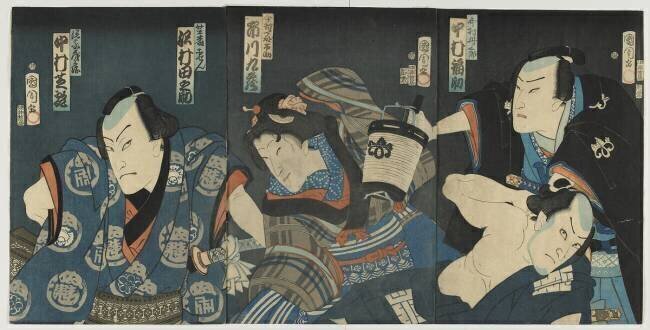 Scène d'un drame Kabuki Toyohara Kunichika