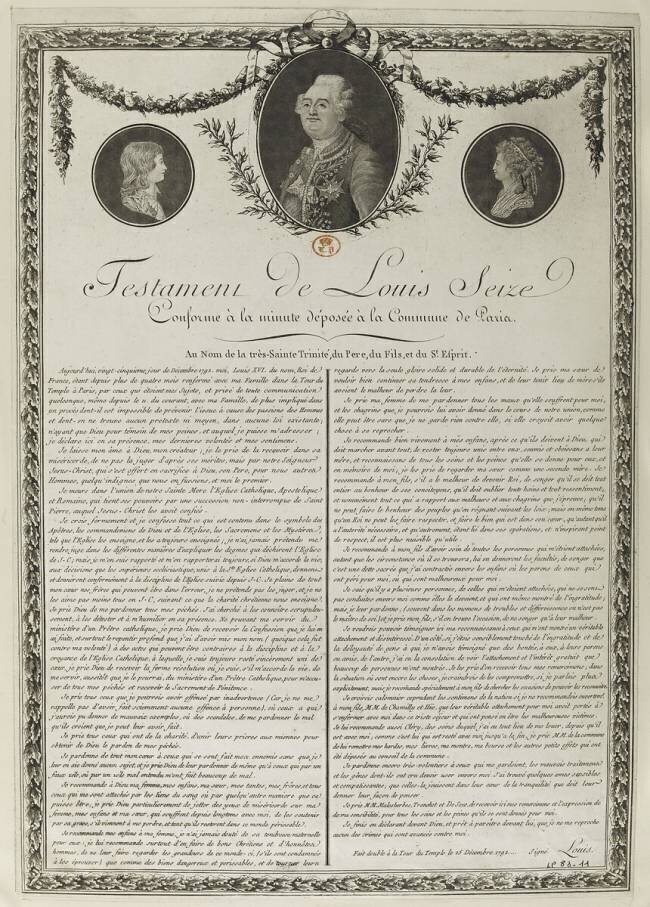 Testament de Louis XVI anonyme