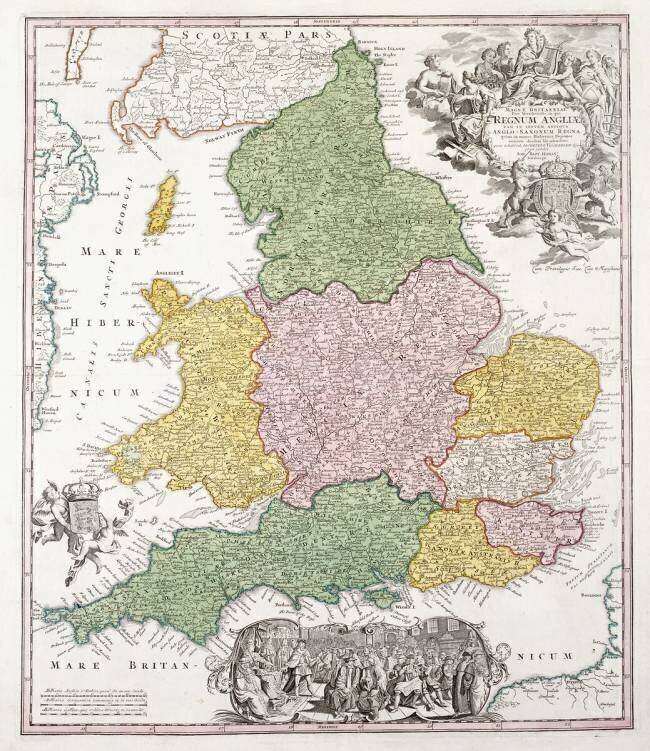 Une carte de l'Angleterre Georg Matthäus Seutter