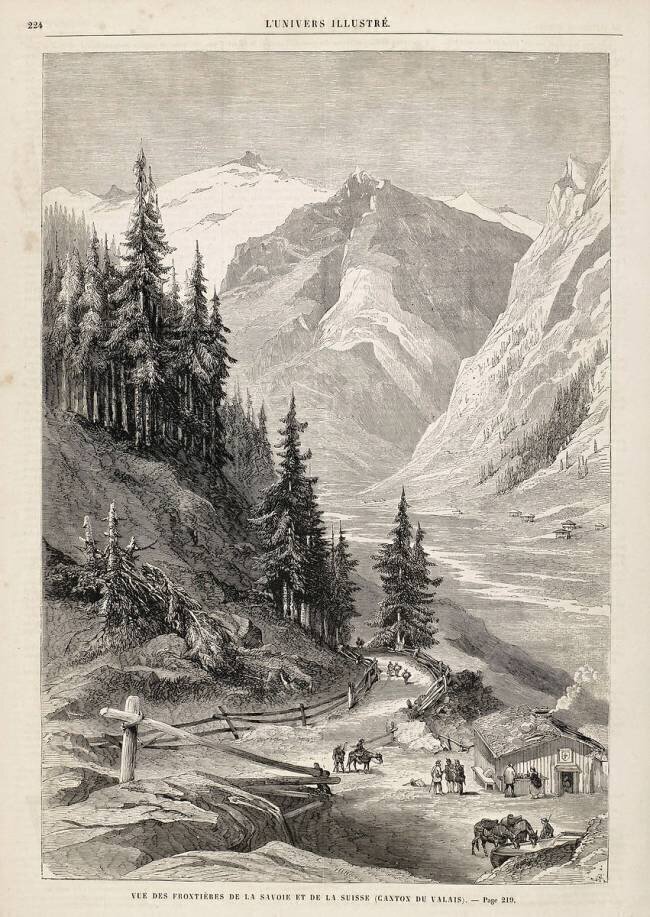 Vue des frontières de la Savoie et de la Suisse (canton du Valais) anonyme