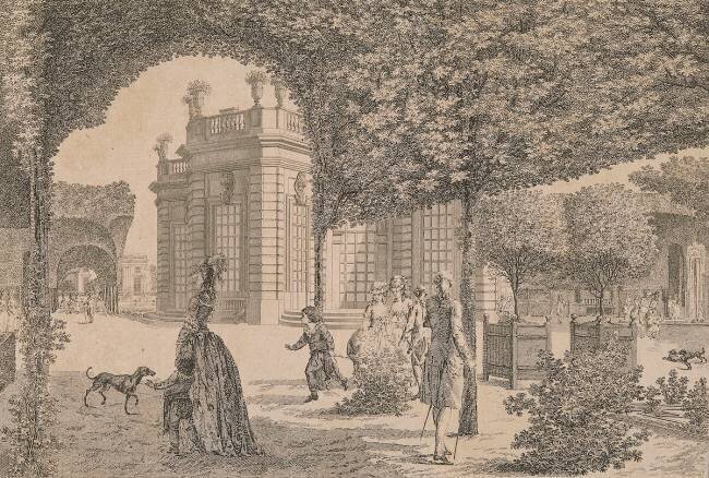 Vue du château de Trianon prise dans le jardin français Louis Nicolas de Lespinasse