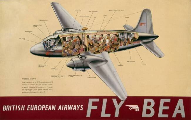 Affiche publicitaire pour "British European Airways" anonyme
