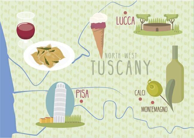 Carte de Lucca et Pise, Toscane, Italie Claire Huntley