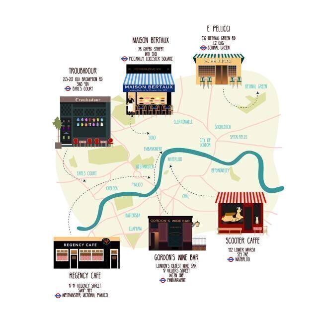 Carte des restaurants et bars uniques de Londres Claire Huntley
