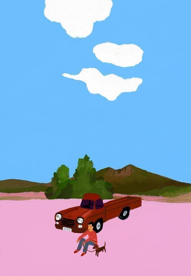 Drive with the dog in a pickup truck Hiroyuki Izutsu