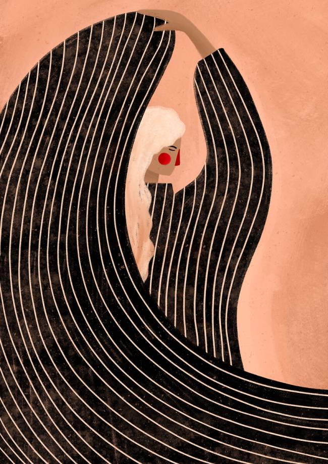 Femme élégante aux rayures fluides Bea Muller