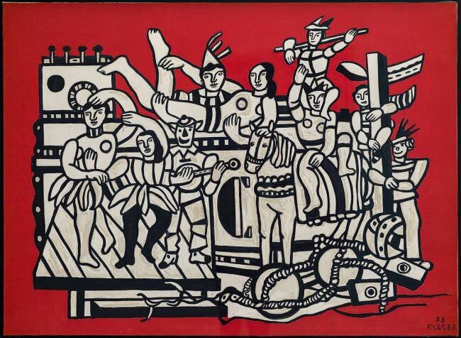 La grande parade sur fond rouge Fernand Léger