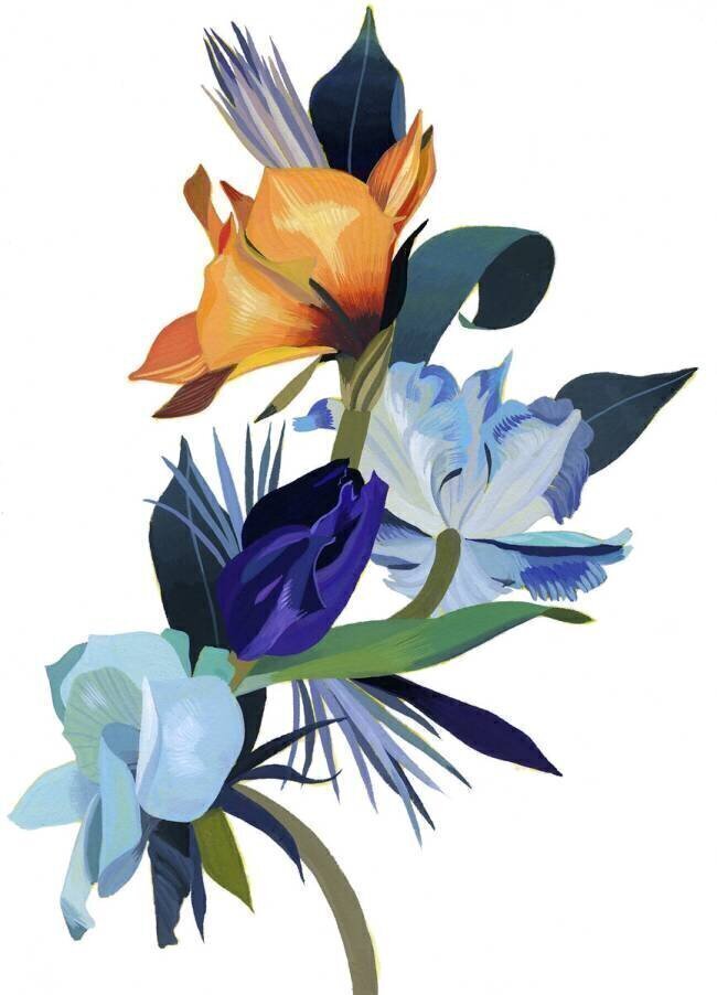 Light blue flowers and orange flowers Hiroyuki Izutsu