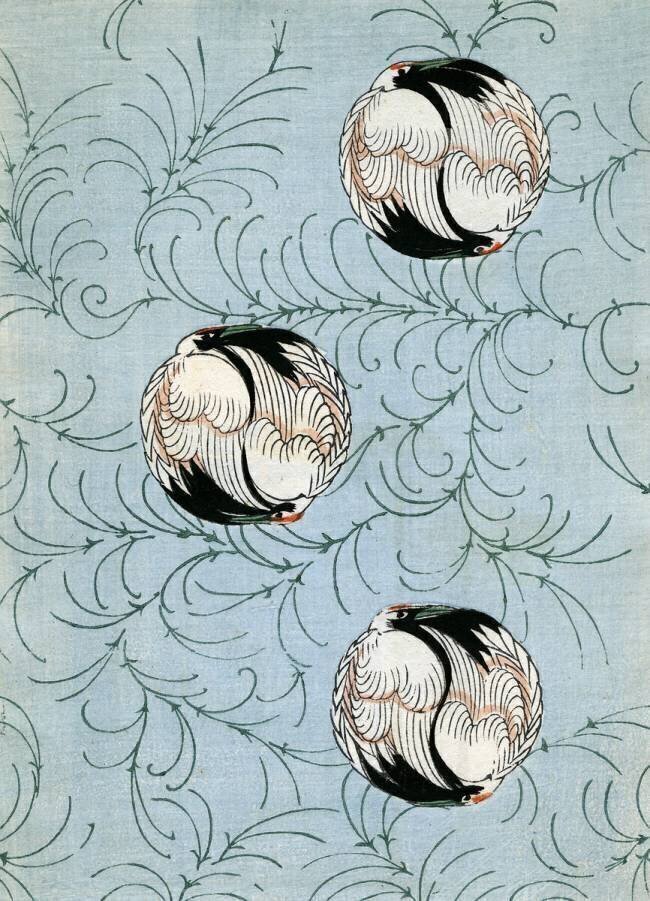 Abstract Cranes on a Blue Background anonyme