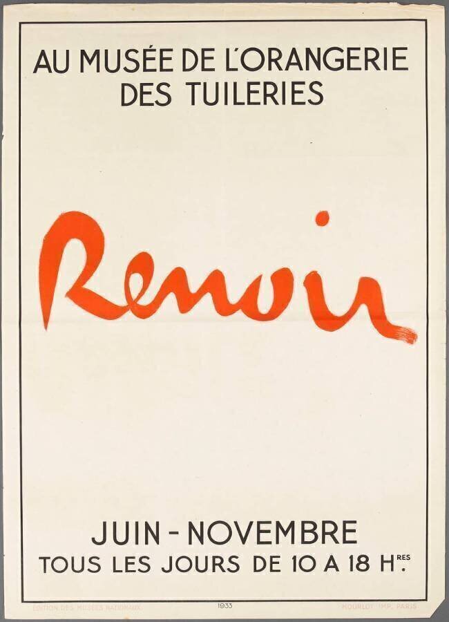 Affiche : Renoir au musée de l'Orangerie de Tuileries anonyme